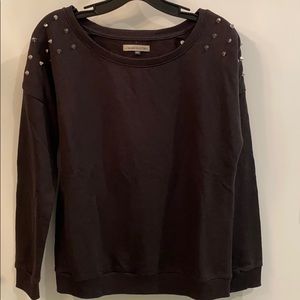 Black Crewneck with Studded Shoulders